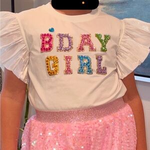 Lola + The Boys Set!   BDAY GIRL' Tee and Sequin Shorts  (size 10)
